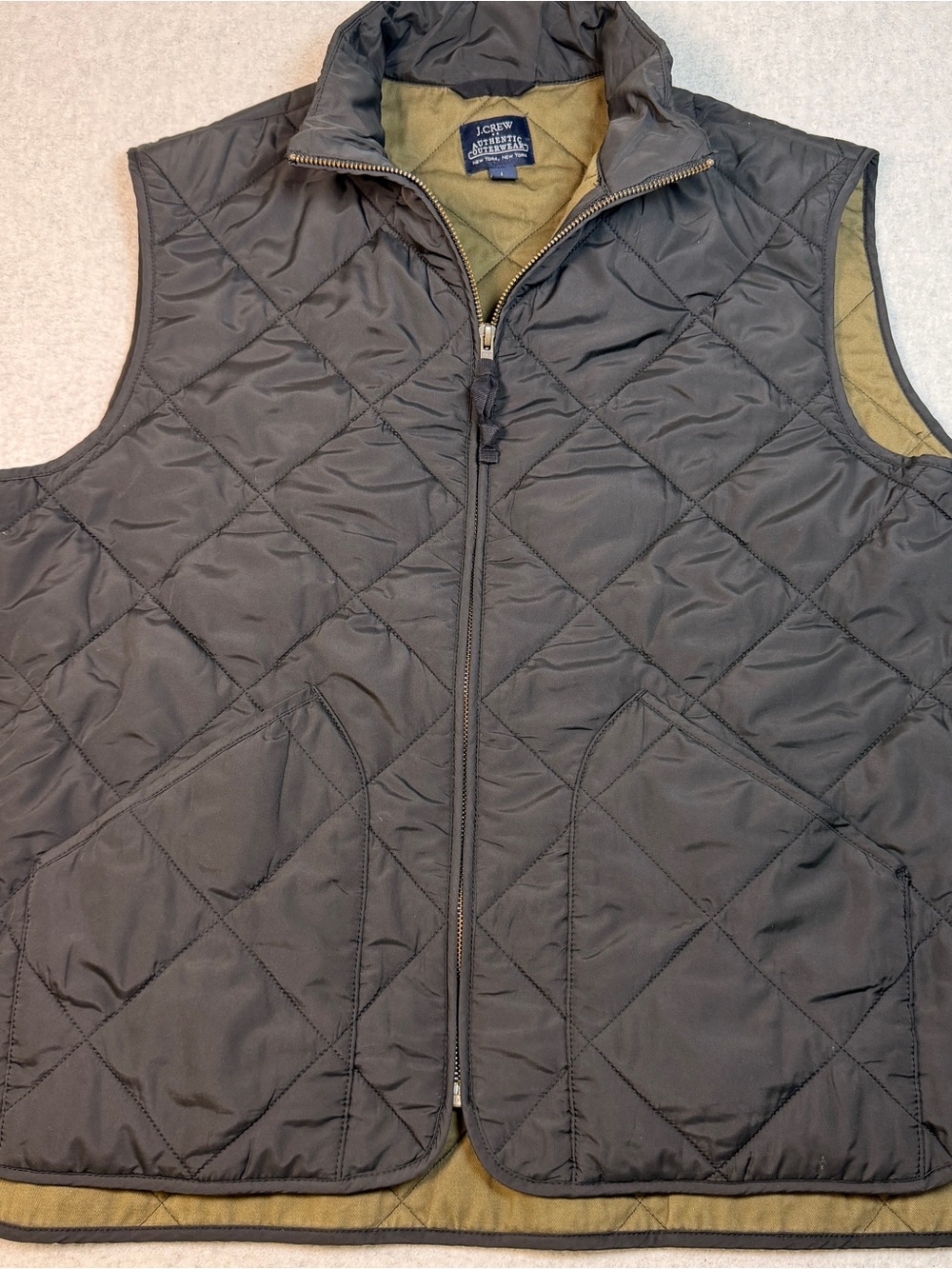 J.Crew Men’s Quilted Black Vest Lined Outdoor